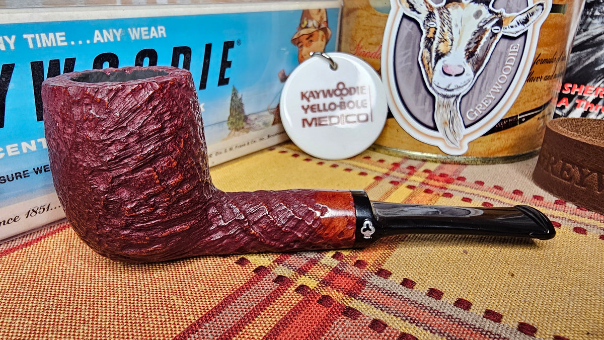 Kaywoodie Saxon sandblasted briar pipe shown from the side