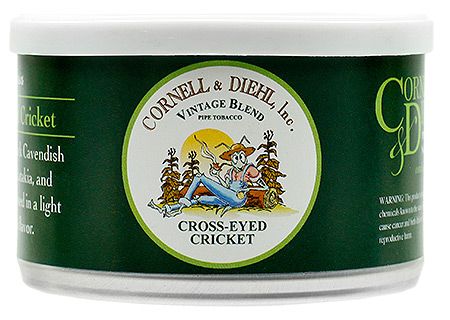 Cornell and Diehl Cross Eyed Cricket pipe tobacco tin