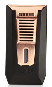 Colibri Slide double jet lighter in black and rose gold