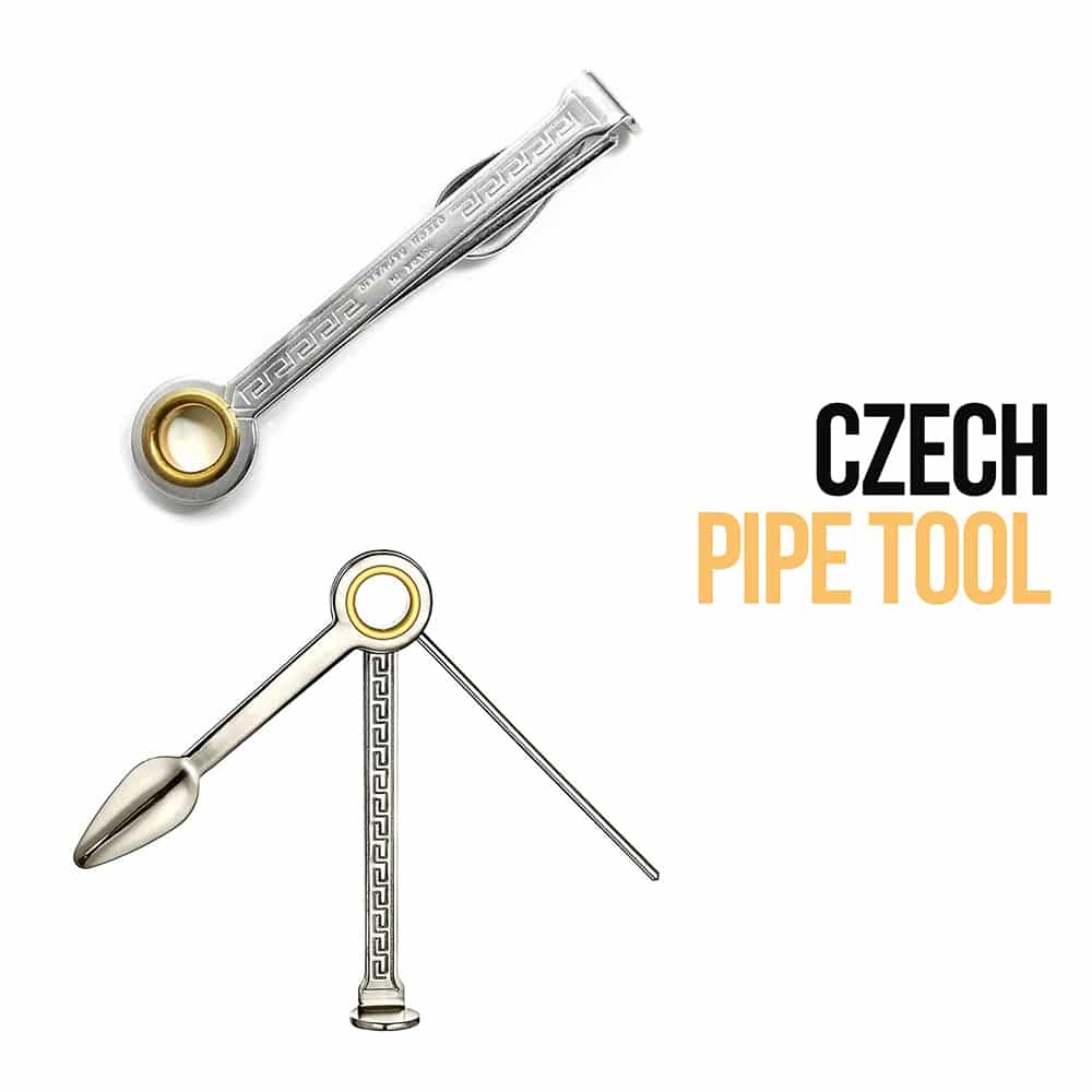 Czech pipe tool with tamper, reamer and pick