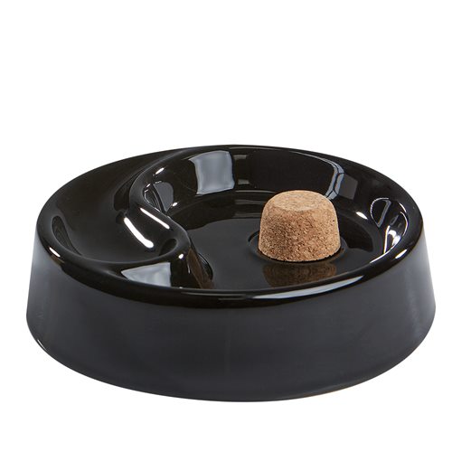 Shiny round pipe ashtray with one pipe rest