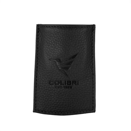COLIBRI BLACK LEATHER CUTTER LIGHTER CASE